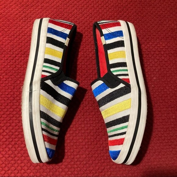 KATE SPADE + KEDS Sz 8 Collab Slip on Colourful Stripe Sneaker Shoes - Picture 4 of 10